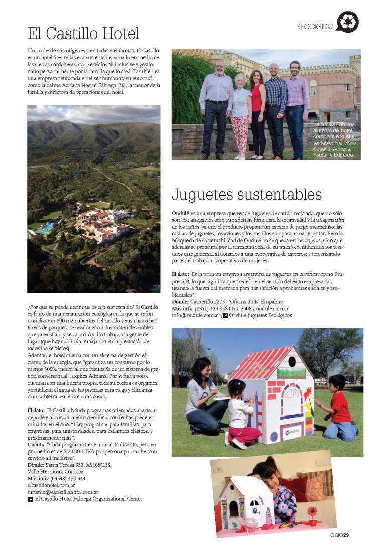 El Castillo Hotel en Revista Ocio